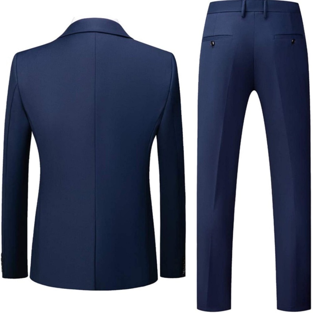 L Mens Slim Fit 2 Piece Suit One Button Notch Lapel Tuxedo - Picture 2 of 4